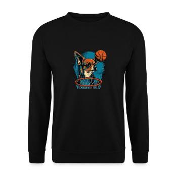 Chihuahua | Basketball Spieler | Sport Dunk | - Unisex Pullover - Schwarz - Vorne - Alina (178cm) & Michal (187cm)