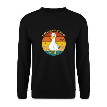 Time to goose - Unisex Pullover - Schwarz - Vorne - Alina (178cm) & Michal (187cm)