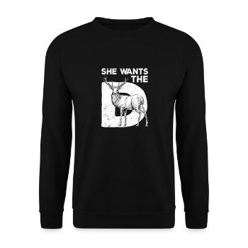 Elle veut que le D chasse au cerf drôle de chasseur sarcastiquement - Sweat-shirt Unisexe - noir - Devant - Alina (178cm) & Michal (187cm)