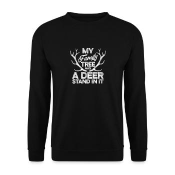 My family tree has a deer stand in it Funny - Unisex Sweatshirt - black - Front - Alina (178cm) & Michal (187cm)