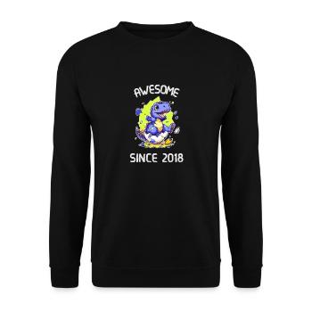 Kids Dinos Birthday Party | Awesome since 2018 - Unisex Sweatshirt - black - Front - Alina (178cm) & Michal (187cm)