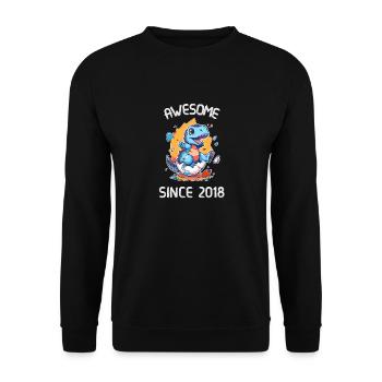Kids Dinos Birthday Party | Awesome since 2018 - Unisex Sweatshirt - black - Front - Alina (178cm) & Michal (187cm)