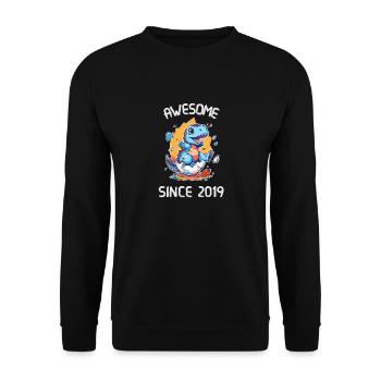 Kids Dinos Birthday Party | Awesome since 2019 - Unisex Sweatshirt - black - Front - Alina (178cm) & Michal (187cm)