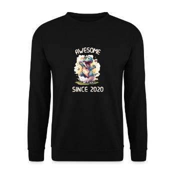 Kids Dinos Birthday Party | Awesome since 2020 - Unisex Sweatshirt - black - Front - Alina (178cm) & Michal (187cm)