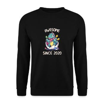 Kids Dinos Birthday Party | Awesome since 2020 - Unisex Sweatshirt - black - Front - Alina (178cm) & Michal (187cm)