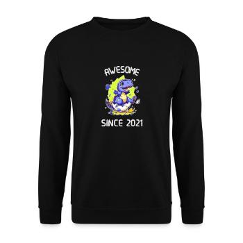 Kids Dinos Birthday Party | Awesome since 2021 - Unisex Sweatshirt - black - Front - Alina (178cm) & Michal (187cm)