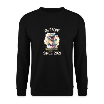 Kids Dinos Birthday Party | Awesome since 2021 - Unisex Sweatshirt - black - Front - Alina (178cm) & Michal (187cm)