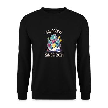Kids Dinos Birthday Party | Awesome since 2021 - Unisex Sweatshirt - black - Front - Alina (178cm) & Michal (187cm)