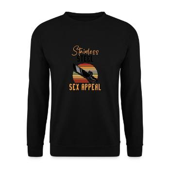 Funny Knife Collector Edelstahl Sex Appeal - Unisex Pullover - Schwarz - Vorne - Alina (178cm) & Michal (187cm)
