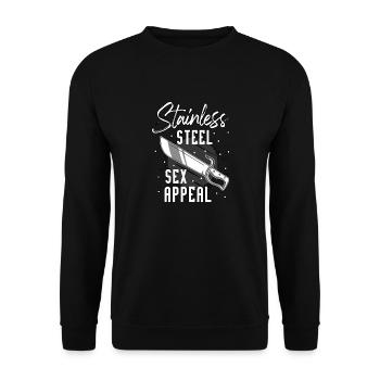 Funny Knife Collector Edelstahl Sex Appeal - Unisex Pullover - Schwarz - Vorne - Alina (178cm) & Michal (187cm)