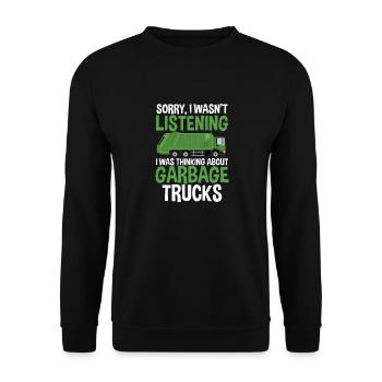 Garbage trucks, garbage day, garbage collection - Unisex Sweatshirt - black - Front - Alina (178cm) & Michal (187cm)