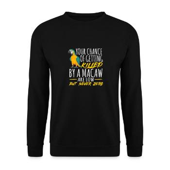 Gelbbrustara Papagei Blue And Yellow Macaw - Unisex Pullover - Schwarz - Vorne - Alina (178cm) & Michal (187cm)