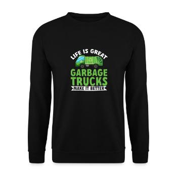 Garbage trucks, garbage day, garbage collection - Unisex Sweatshirt - black - Front - Alina (178cm) & Michal (187cm)