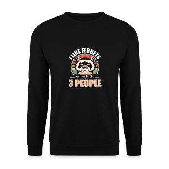 J’aime les furets et peut-être comme 3 personnes Retro Wease - Sweat-shirt Unisexe - noir - Devant - Alina (178cm) & Michal (187cm)