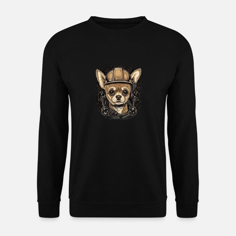 Chihuahua | Bauarbeiter | Bau | Bagger | Baustelle - Unisex Pullover - Schwarz