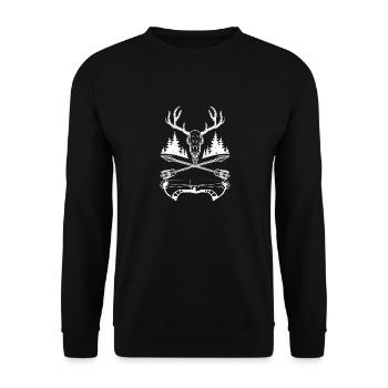 Deer Skull Compound Bow Elk Hunting - Unisex Sweatshirt - black - Front - Alina (178cm) & Michal (187cm)