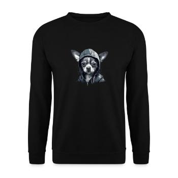 Chihuahua | Chien Cool | Rap | Hip-Hop | Gangster - Sweat-shirt Unisexe - noir - Devant - Alina (178cm) & Michal (187cm)