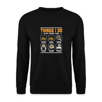 Choses que je fais pendant mon temps libre Hommes Tortue Tortue R - Sweat-shirt Unisexe - noir - Devant - Alina (178cm) & Michal (187cm)