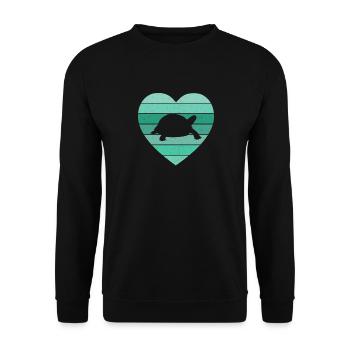 Tortoise Lover Vintage Heart Turtle Retro Reptile - Unisex Sweatshirt - black - Front - Alina (178cm) & Michal (187cm)