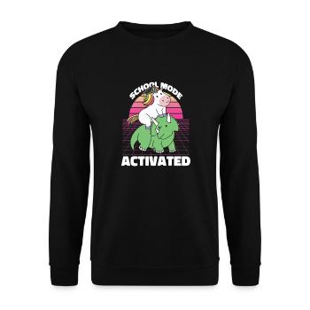 Schüler Einhorn Triceratops Dino Zurück zur Schule - Unisex Pullover - Schwarz - Vorne - Alina (178cm) & Michal (187cm)