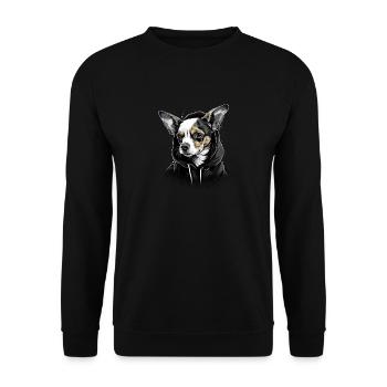 Chihuahua | Chien Cool | Rap | Hip-Hop | Gangster - Sweat-shirt Unisexe - noir - Devant - Alina (178cm) & Michal (187cm)
