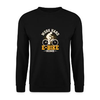 Work Hard E-Bike Home Electric Pedelec - Unisex Sweatshirt - black - Front - Alina (178cm) & Michal (187cm)