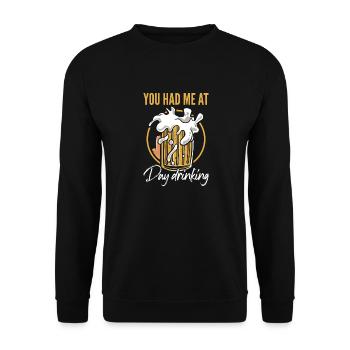 Sie Hatten Mich Bei Day Drinking Retro Beach - Unisex Pullover - Schwarz - Vorne - Alina (178cm) & Michal (187cm)