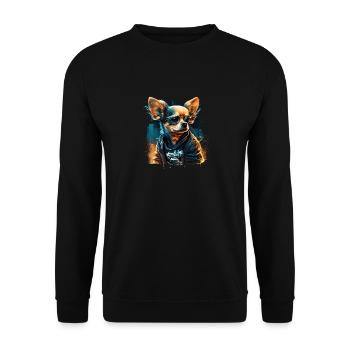 Chihuahua | Chien Cool | Rap | Hip-Hop | Gangster - Sweat-shirt Unisexe - noir - Devant - Alina (178cm) & Michal (187cm)