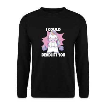 I Could Deadlift You Cute Unicorn Powerlifting - Unisex Sweatshirt - black - Front - Alina (178cm) & Michal (187cm)