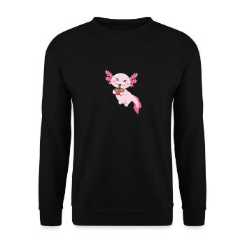 Axolotl Lustiger Mexikanischer Salamander Axolotl - Unisex Pullover - Schwarz - Vorne - Alina (178cm) & Michal (187cm)
