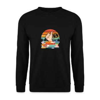 Buch lesen Lustige Bibliothek Lesen Liebhaber Bücher - Unisex Pullover - Schwarz - Vorne - Alina (178cm) & Michal (187cm)