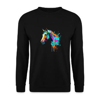 Pferd in Aquarell - Unisex Pullover - Schwarz - Vorne - Alina (178cm) & Michal (187cm)