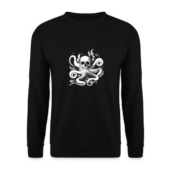 Schädel-Oktopus - Unisex Pullover - Schwarz - Vorne - Alina (178cm) & Michal (187cm)