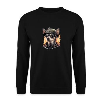 Chihuahua - Feuerwehrmann Feuerwehr Hund Männer - Unisex Pullover - Schwarz - Vorne - Alina (178cm) & Michal (187cm)