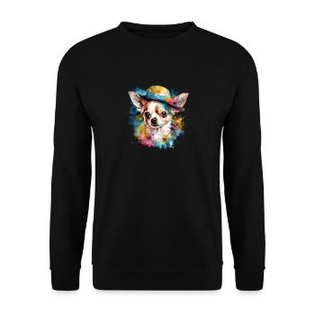 Chihuahua - Englische Dame Frauen Kleid Hund - Unisex Pullover - Schwarz - Vorne - Alina (178cm) & Michal (187cm)