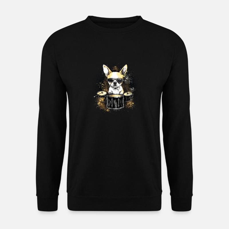 Chihuahua - Schlagzeuger Drums Musik Drumsticks - Unisex Pullover - Schwarz