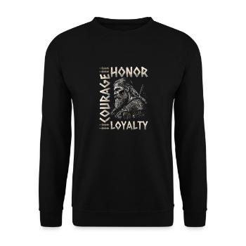 Wikinger Leitsätze, Norse Viking Wikinger - Unisex Pullover - Schwarz - Vorne - Alina (178cm) & Michal (187cm)