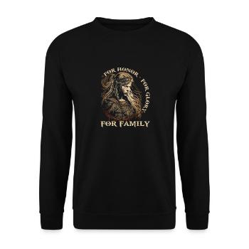 Wikinger Frauen, Honor Glory Family, Viking Damen - Unisex Pullover - Schwarz - Vorne - Alina (178cm) & Michal (187cm)