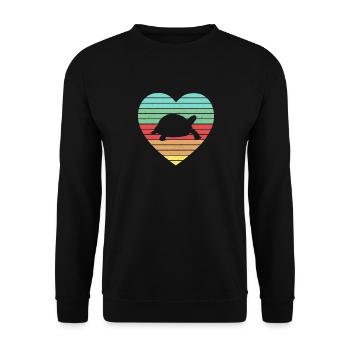 Retro Tortoise Vintage Heart Turtle Reptile - Unisex Sweatshirt - black - Front - Alina (178cm) & Michal (187cm)