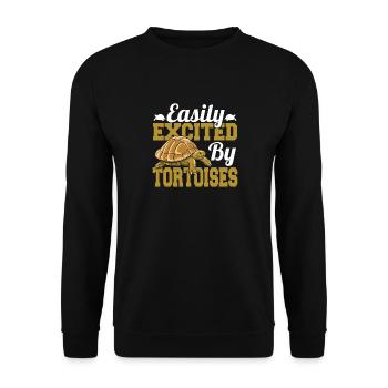 Turtle Lover Funny Easily Excited By Tortoises Rep - Unisex Pullover - Schwarz - Vorne - Alina (178cm) & Michal (187cm)
