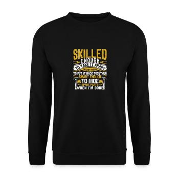 Geschickt genug, um es zu zerlegen Handwerker - Unisex Pullover - Schwarz - Vorne - Alina (178cm) & Michal (187cm)