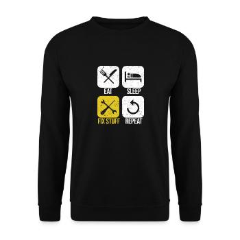 Eat Sleep Fix Stuff Repeat Funny Handyman - Unisex Sweatshirt - black - Front - Alina (178cm) & Michal (187cm)