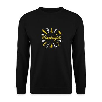 Fixologist Lustiger Handwerker Schraubenschlüssel - Unisex Pullover - Schwarz - Vorne - Alina (178cm) & Michal (187cm)