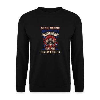 July 4th Born raised and protected by God Guns - Unisex Sweatshirt - black - Front - Alina (178cm) & Michal (187cm)