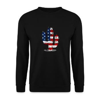 July 4th Cactus US Flag - Unisex Sweatshirt - black - Front - Alina (178cm) & Michal (187cm)
