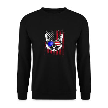 Chat du 4 juillet Drapeau américain - Sweat-shirt Unisexe - noir - Devant - Alina (178cm) & Michal (187cm)