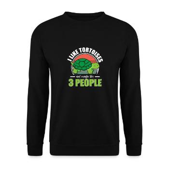 Retro Turtle I Like Tortoises And Maybe Like 3 Peo - Unisex Pullover - Schwarz - Vorne - Alina (178cm) & Michal (187cm)