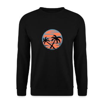 Palm Trees Sunset Sea - Summer - Unisex Sweatshirt - black - Front - Alina (178cm) & Michal (187cm)