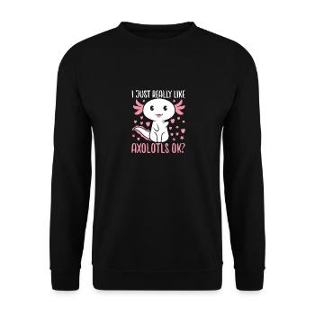 Axolotl Mexikanischer Salamander Lustiger Axolotl - Unisex Pullover - Schwarz - Vorne - Alina (178cm) & Michal (187cm)