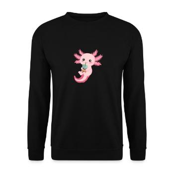 Axolotl Mexikanischer Salamander Lustiger Axolotl - Unisex Pullover - Schwarz - Vorne - Alina (178cm) & Michal (187cm)